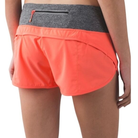 Lululemon Run: Speed Short *Block-It Pocket Grapefruit / Heathered Black size 4 - Picture 1 of 10